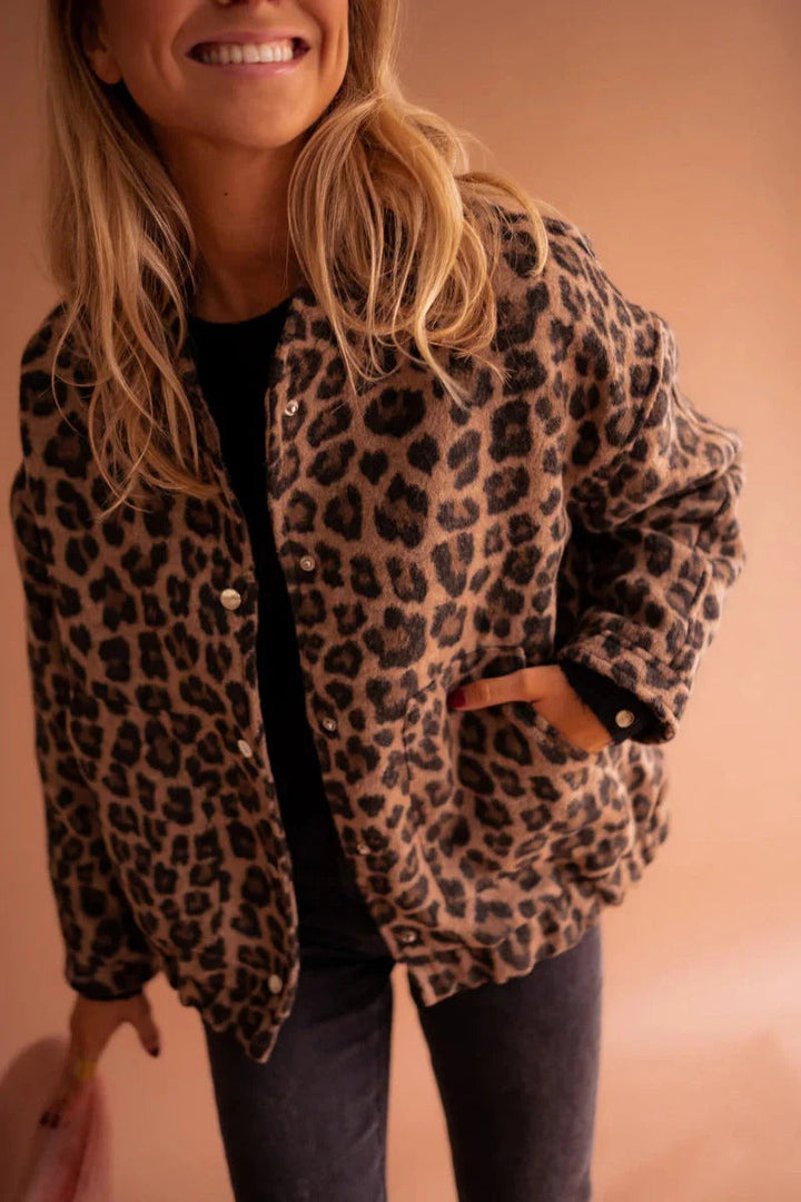 Veylora – Leopard Print Bomberjacke Damen