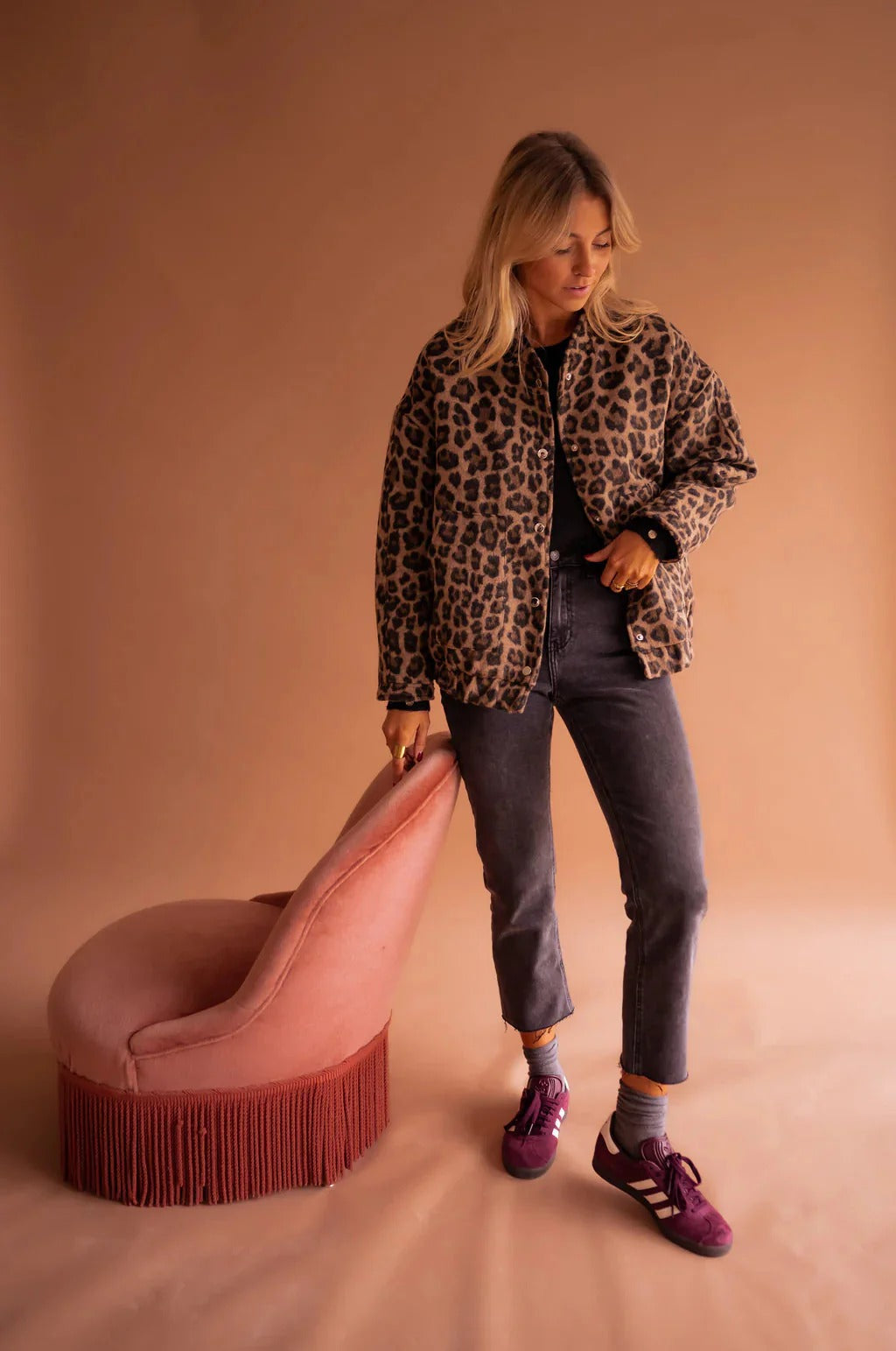 Veylora – Leopard Print Bomberjacke Damen