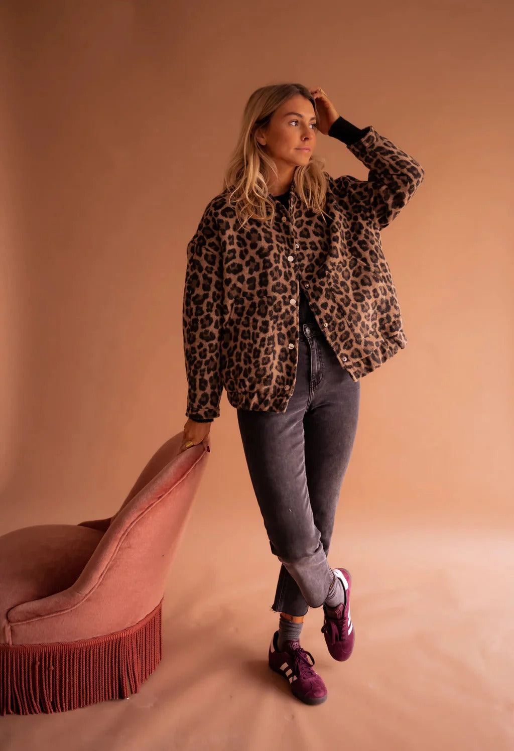 Veylora – Leopard Print Bomberjacke Damen