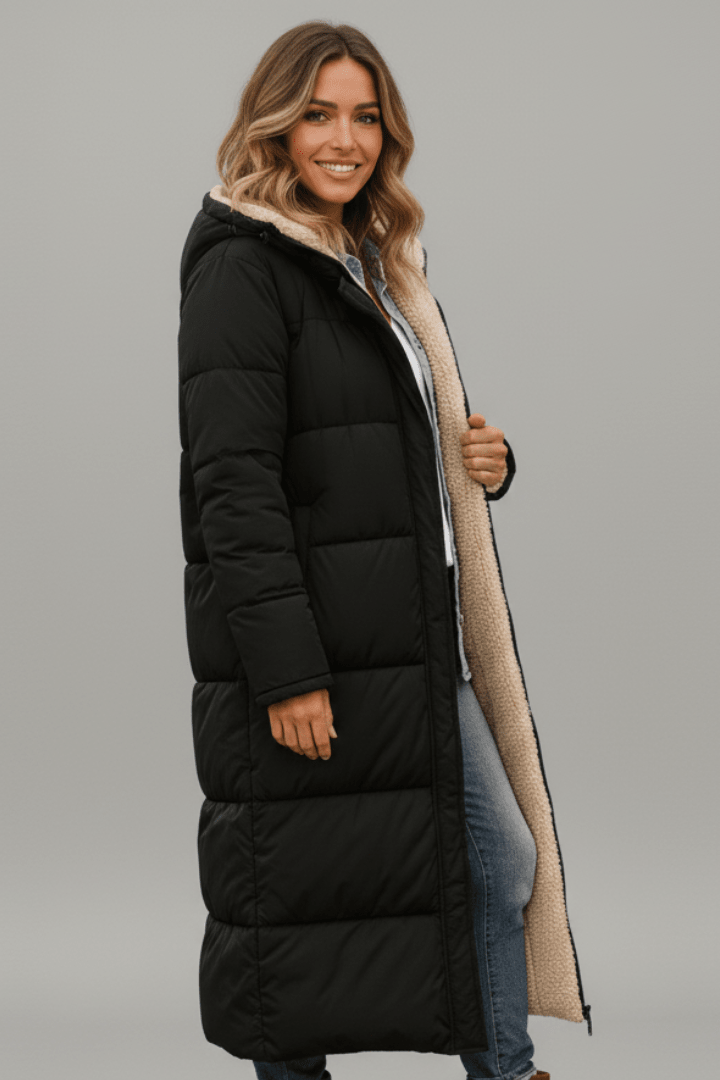 Amelia Laurent | Langer Puffer-Mantel mit Kapuze für Damen - Image 3