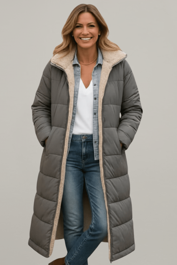 Amelia Laurent | Langer Puffer-Mantel mit Kapuze für Damen - Image 6