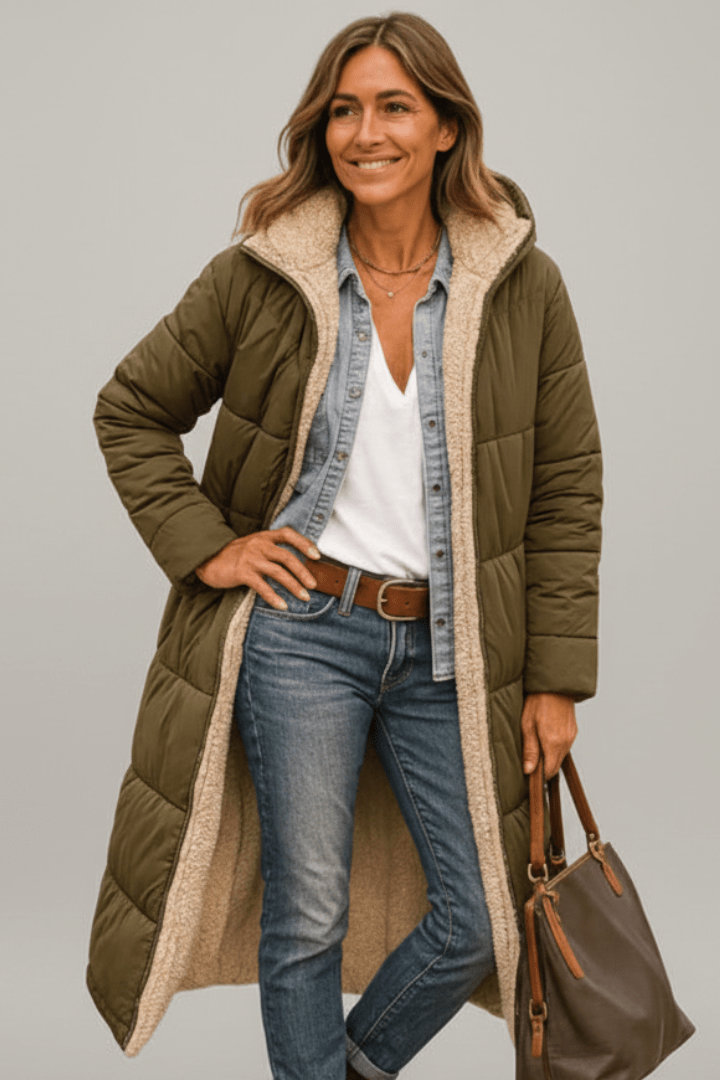 Amelia Laurent | Langer Puffer-Mantel mit Kapuze für Damen - Image 7