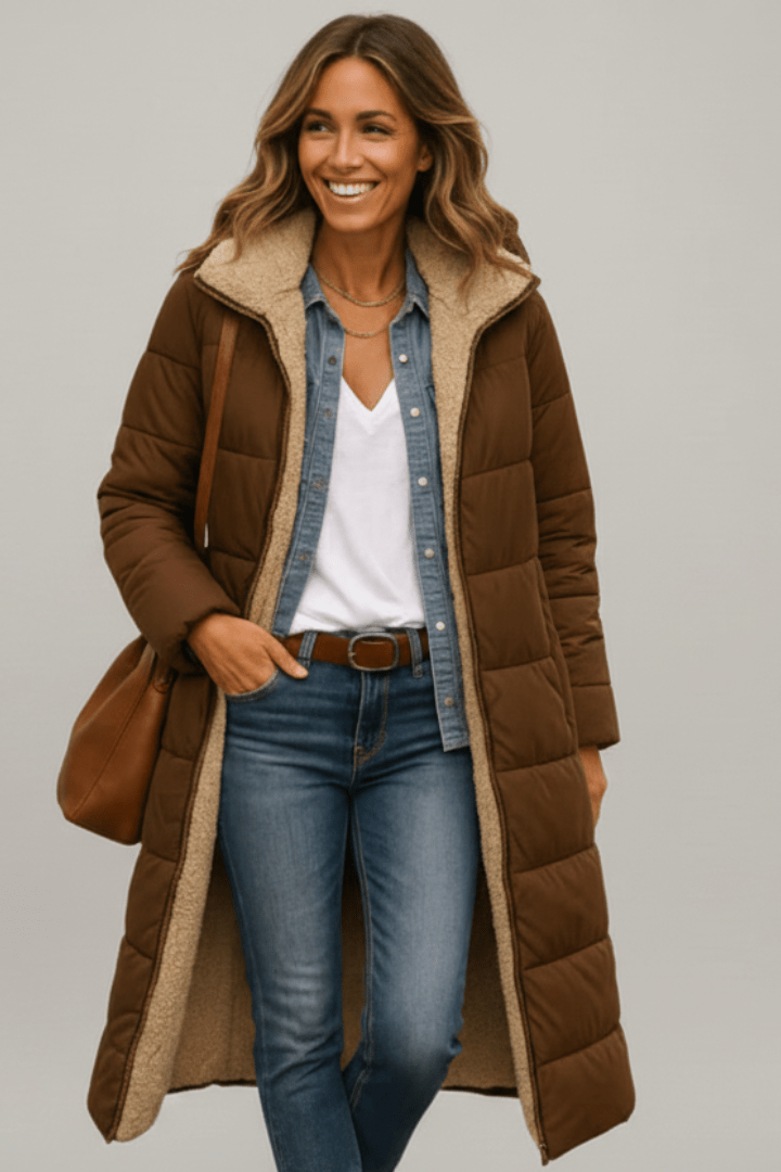 Amelia Laurent | Langer Puffer-Mantel mit Kapuze für Damen - Image 9