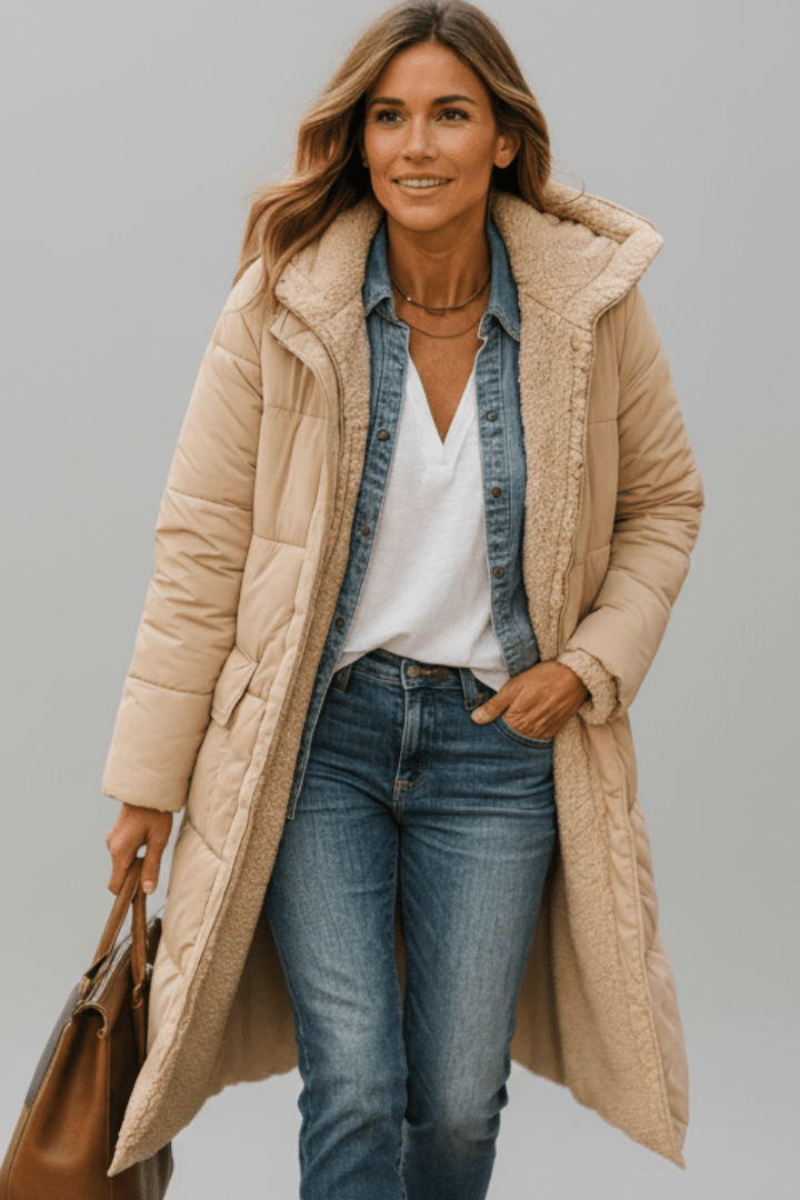 Amelia Laurent | Langer Puffer-Mantel mit Kapuze für Damen - Image 10