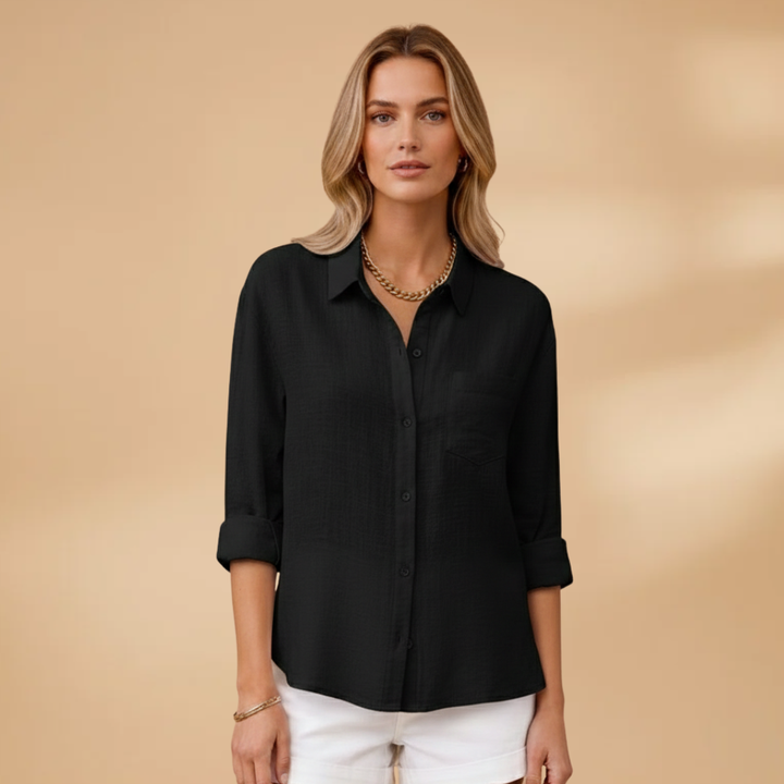 Emilia - Kurzarm Bluse mit Knopfleiste für den Sommer