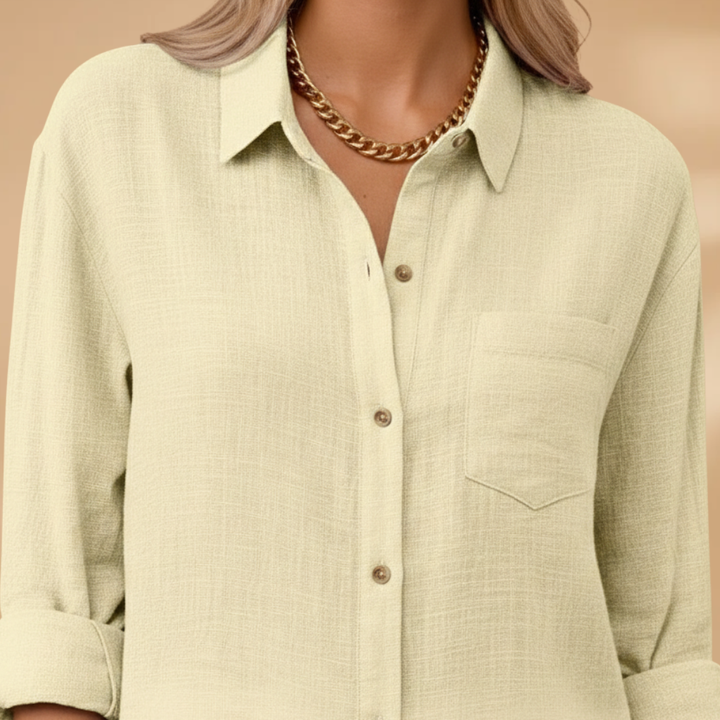 Emilia - Kurzarm Bluse mit Knopfleiste für den Sommer