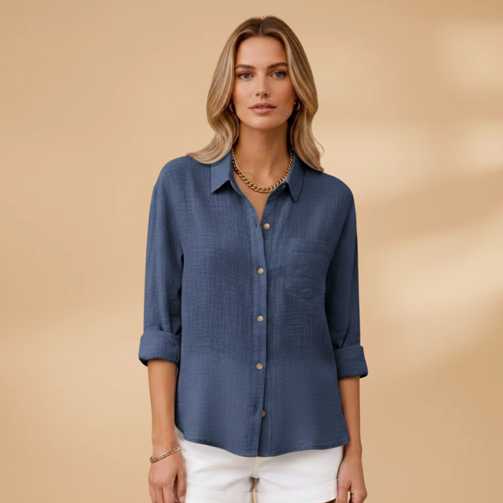 Emilia - Kurzarm Bluse mit Knopfleiste für den Sommer