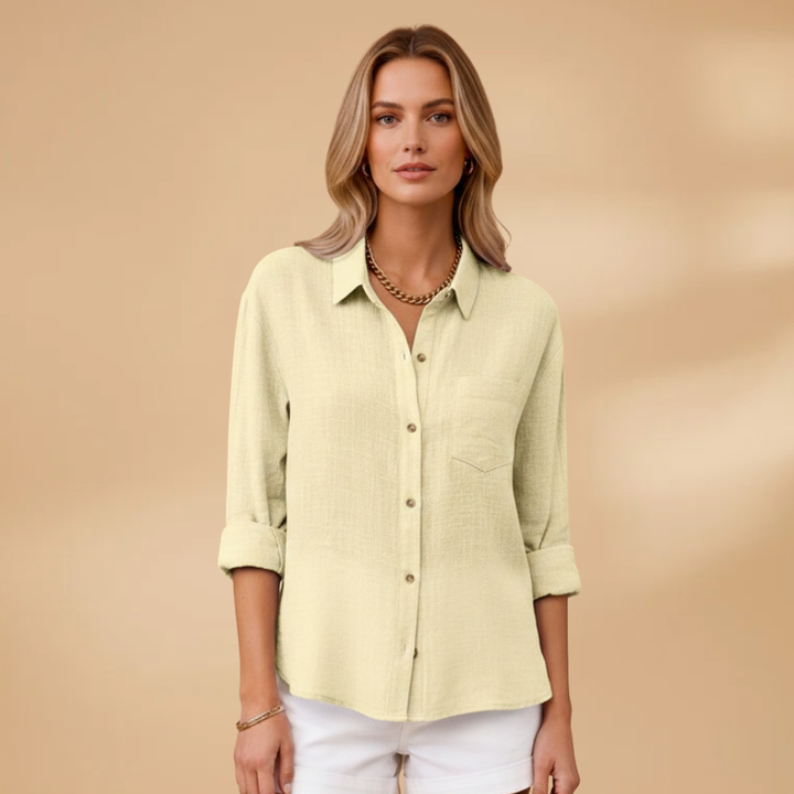 Emilia - Kurzarm Bluse mit Knopfleiste für den Sommer