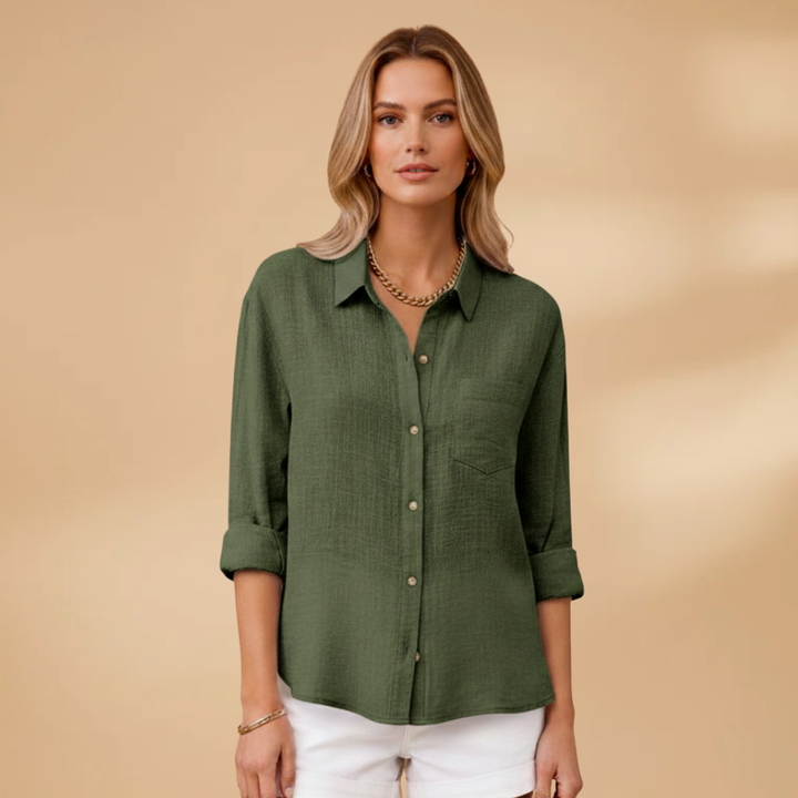 Emilia - Kurzarm Bluse mit Knopfleiste für den Sommer