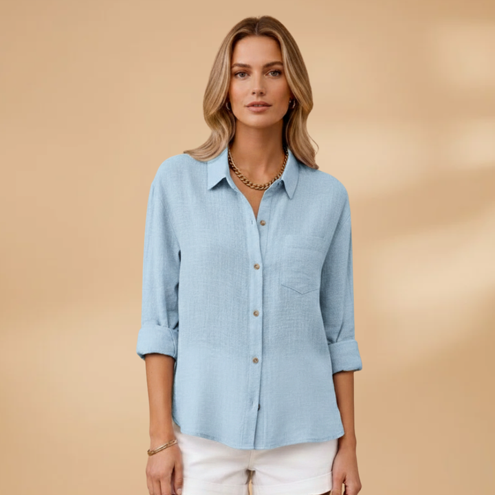 Emilia - Kurzarm Bluse mit Knopfleiste für den Sommer