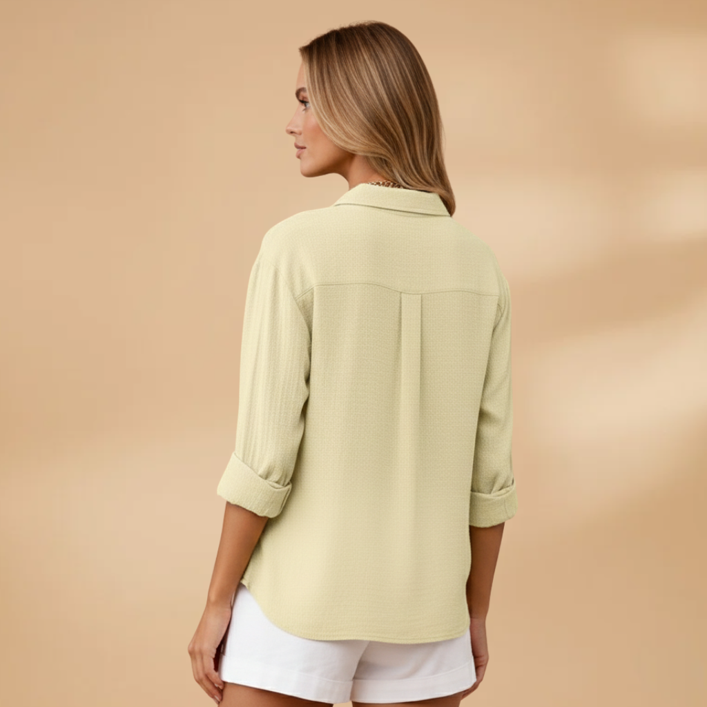 Emilia - Kurzarm Bluse mit Knopfleiste für den Sommer