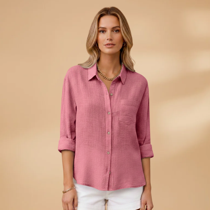 Emilia - Kurzarm Bluse mit Knopfleiste für den Sommer