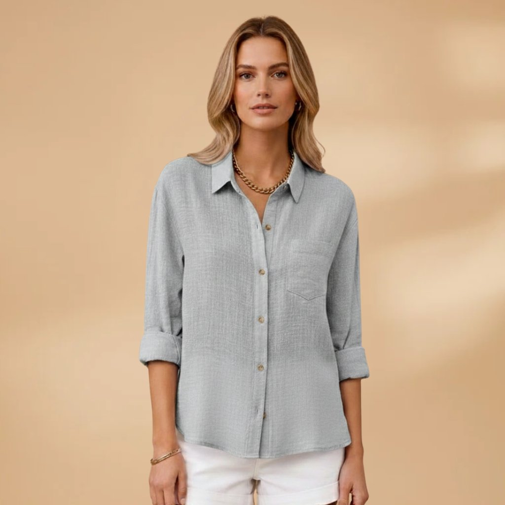 Emilia - Kurzarm Bluse mit Knopfleiste für den Sommer