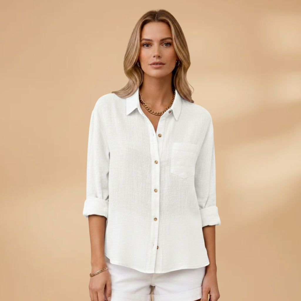 Emilia - Kurzarm Bluse mit Knopfleiste für den Sommer