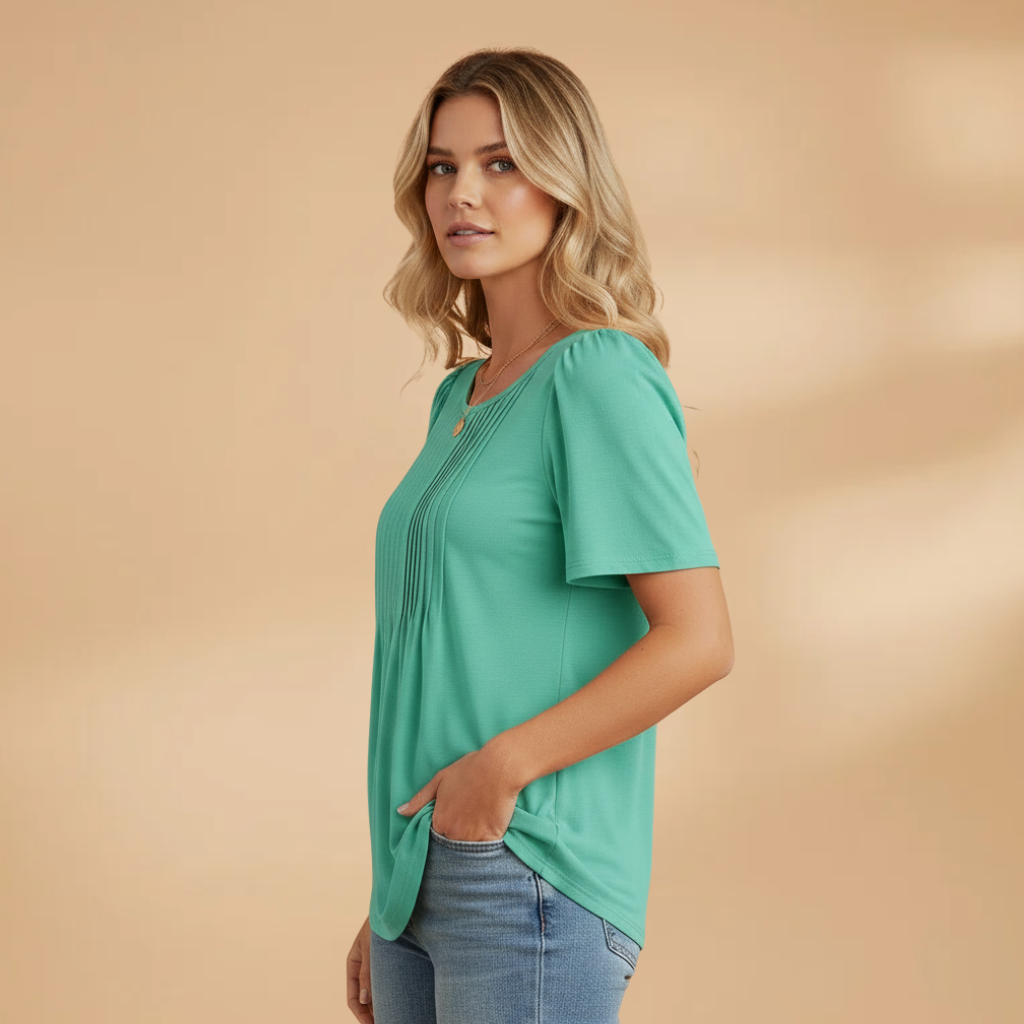 Alison - Damen T-Shirt mit Raffiniertem Schnitt und Leichtem Stoff