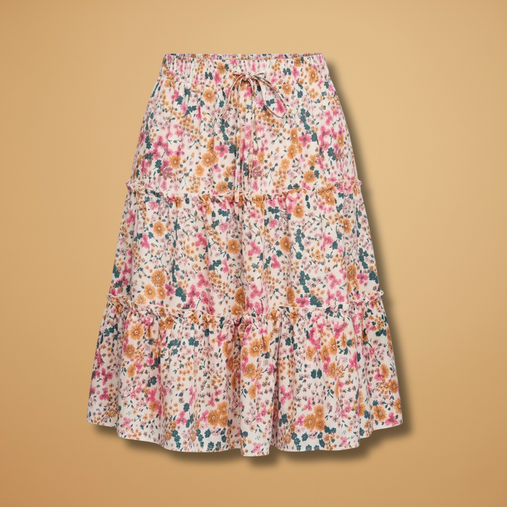 Annie - Voluminöser Rock mit Blumenmuster und Rüschenrand