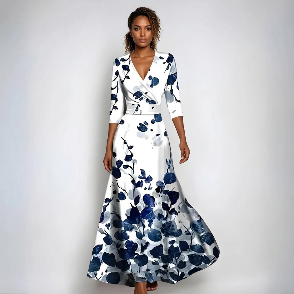 Florivana – Wrap Maxi Kleid Damen