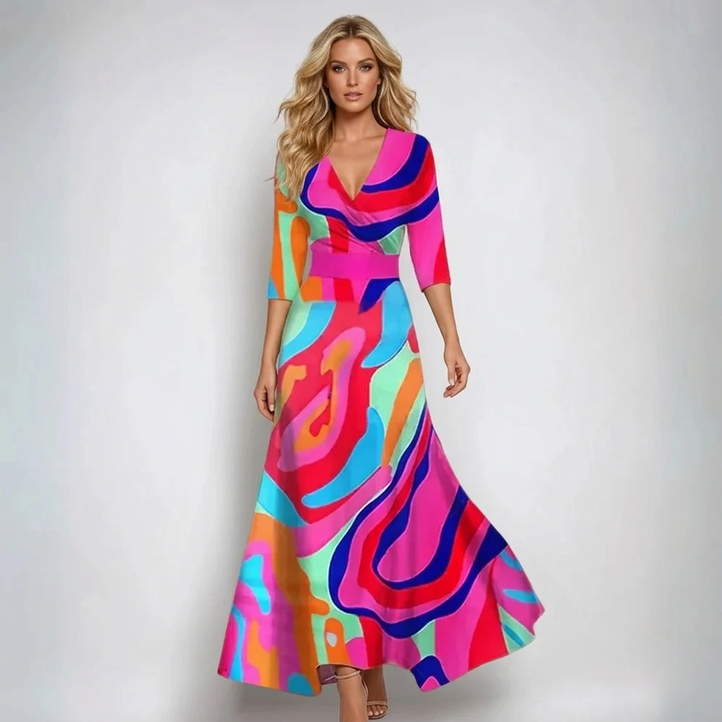 Florivana – Wrap Maxi Kleid Damen