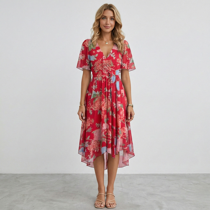 Yara – Midi Wickelkleid Blumenmuster