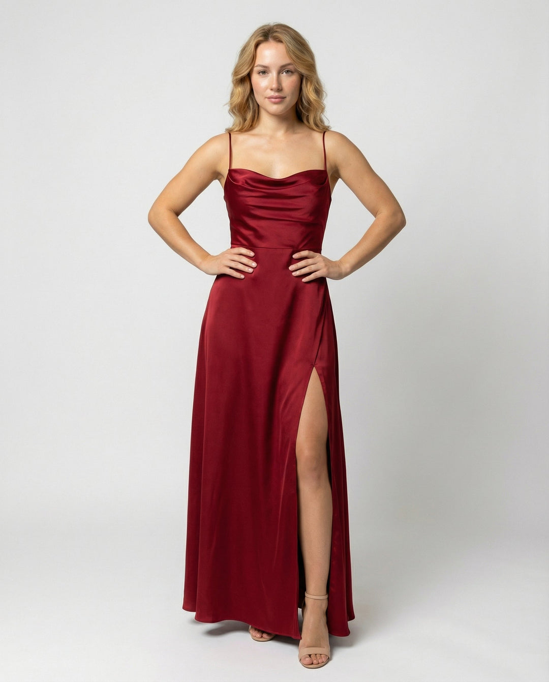 Satinelle – Cowl Neck Maxi Kleid Damen
