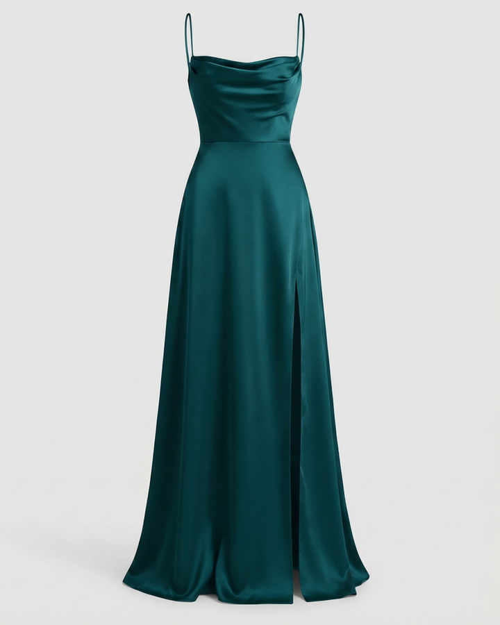 Satinelle – Cowl Neck Maxi Kleid Damen