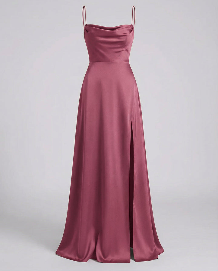 Satinelle – Cowl Neck Maxi Kleid Damen
