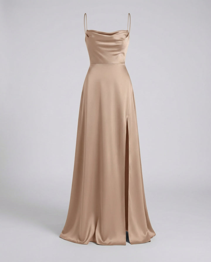 Satinelle – Cowl Neck Maxi Kleid Damen