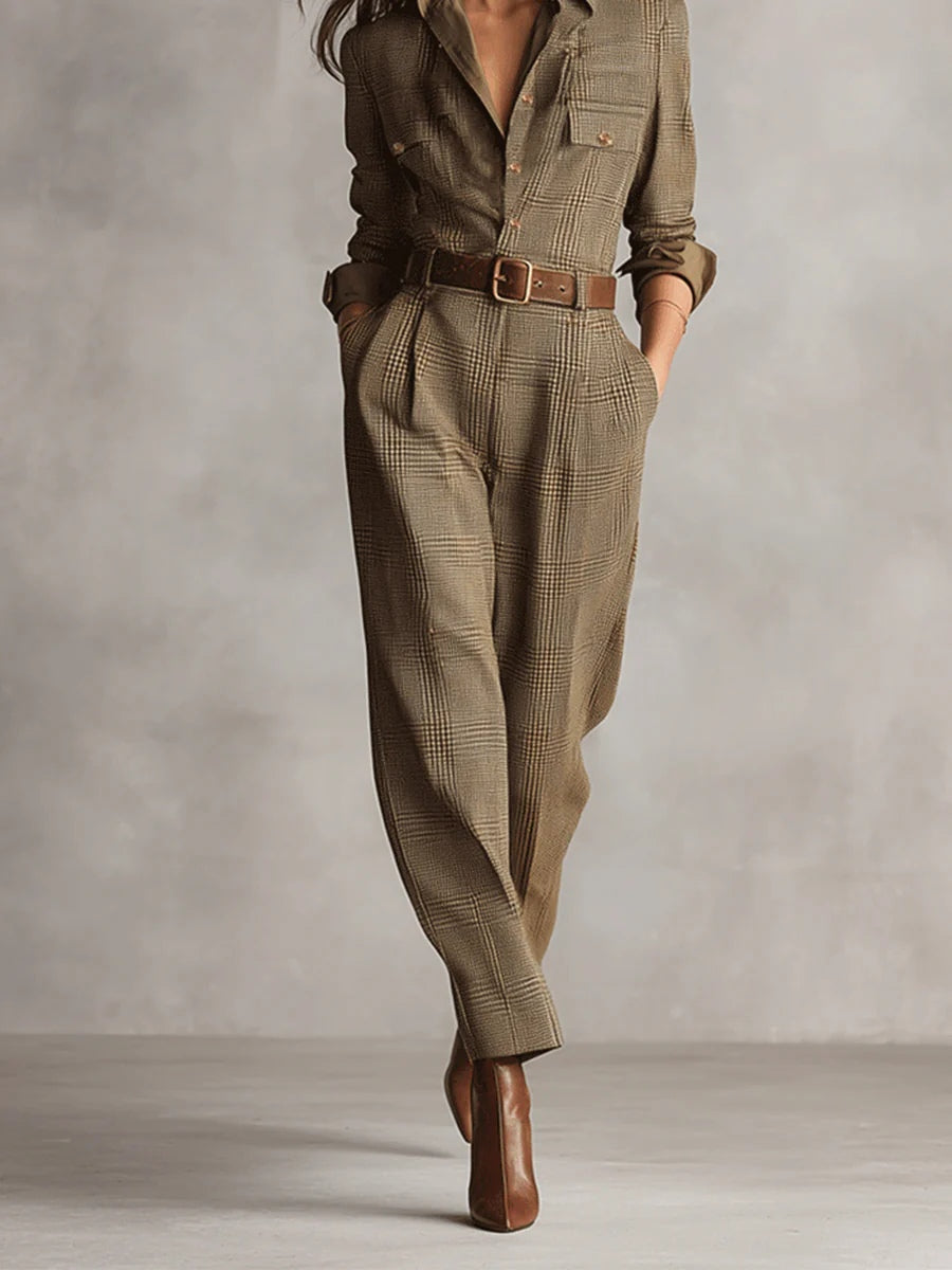 Azalea - Plaid Jumpsuit Weit Geschnitten
