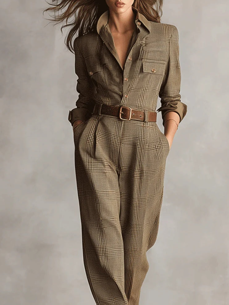 Azalea - Plaid Jumpsuit Weit Geschnitten