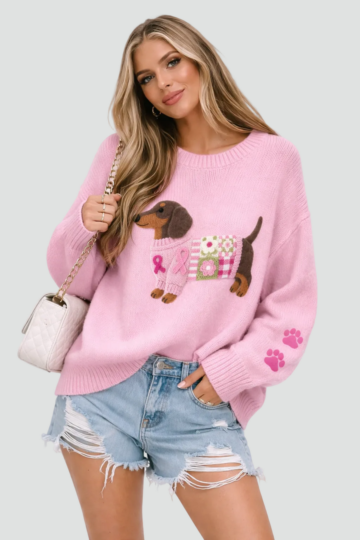Damen Strickpullover mit süßem Hundemotiv | Locker & Bequem in vielen Farben - Image 2