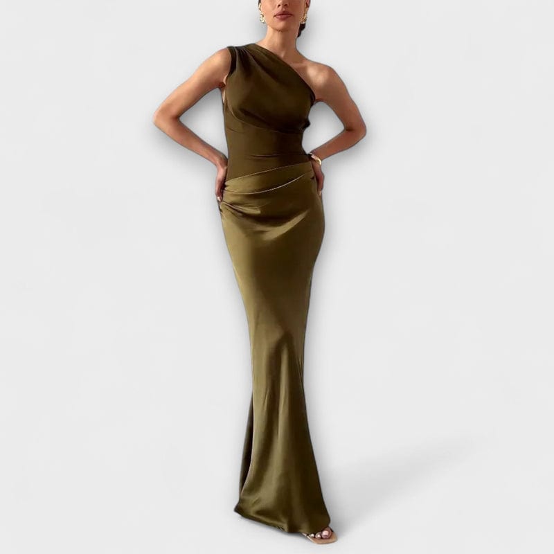 Alicera – Ein-Schulter-Maxikleid mit Plissee