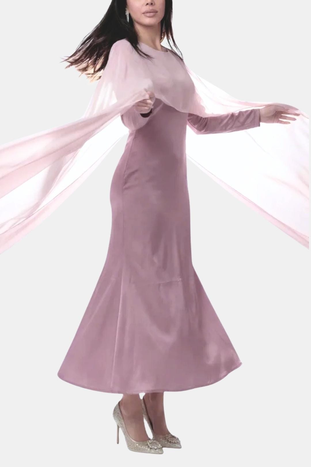 Zahiréa – Chiffonkleid mit Cape-Überwurf