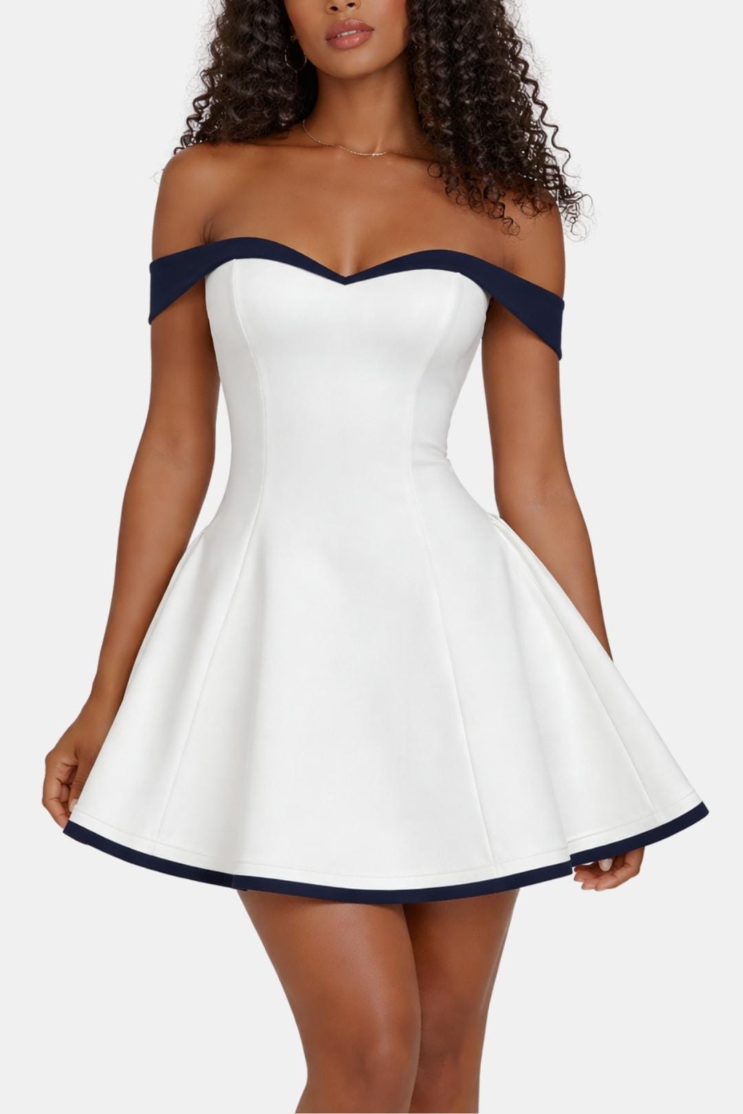 Zariya - Schulterfreies Figurbetontes Minikleid