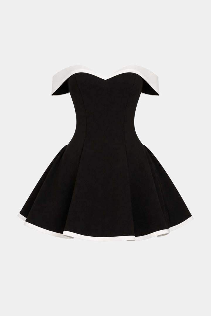 Zariya - Schulterfreies Figurbetontes Minikleid