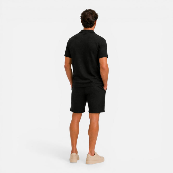Hilary - Herren Struktur Zip Polo Set mit Shorts Sommer