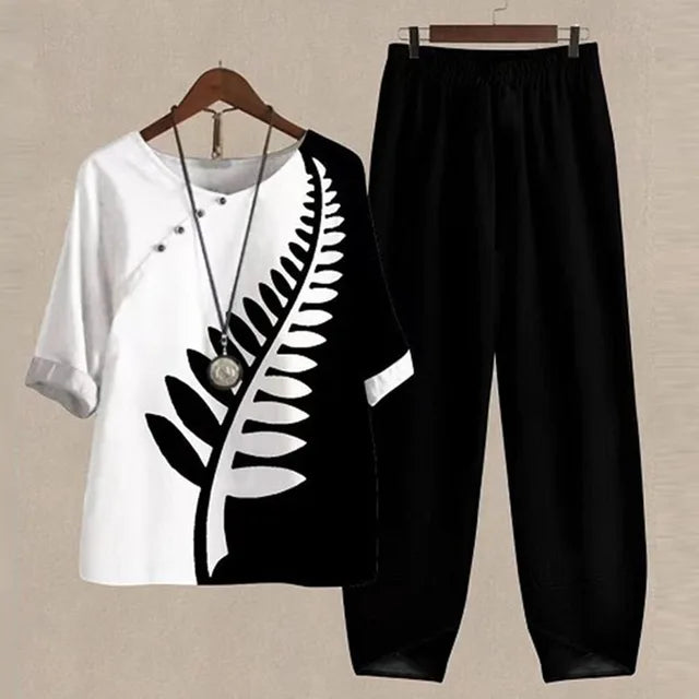 Women Two Piece Matching Shirt Pants Lounge Set - Image 8