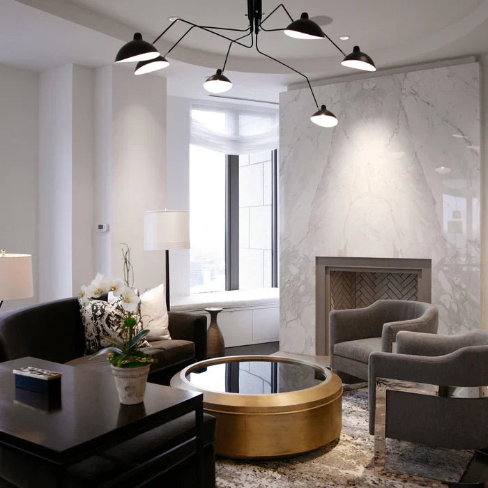 Schwarze Deckenlampe mit drehbaren Armen – modernes Design