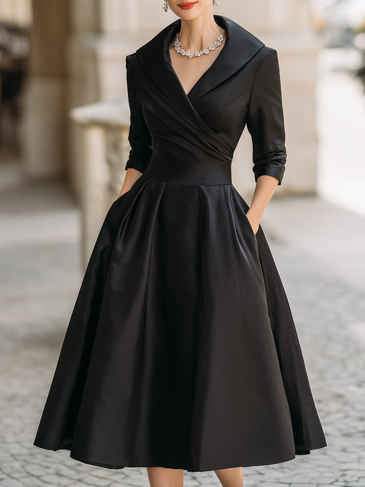 Women Elegant Midi Dress Vintage Style Formal Cocktail - Image 4