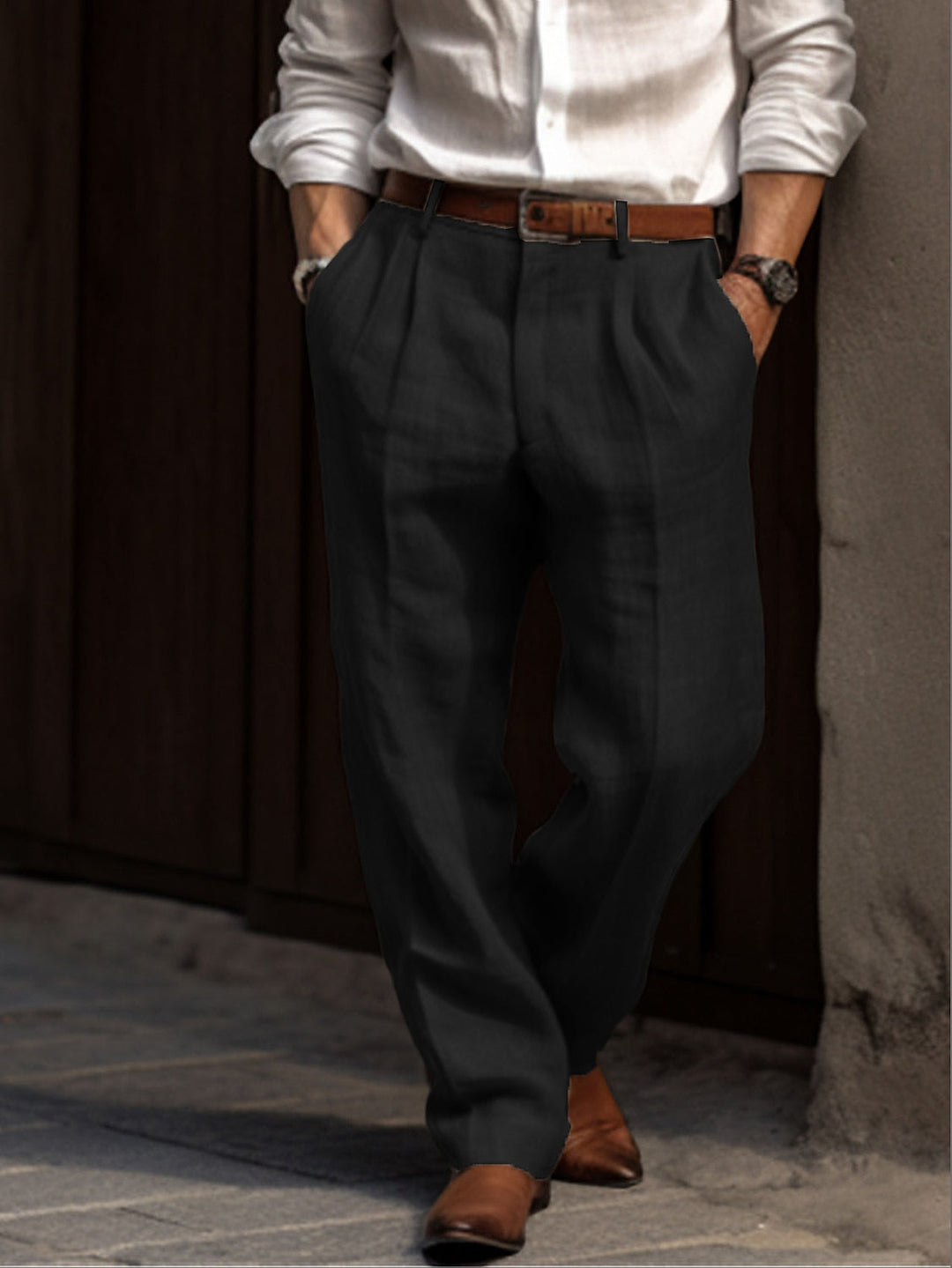Nash - Herren Leinenhose Mit Falten