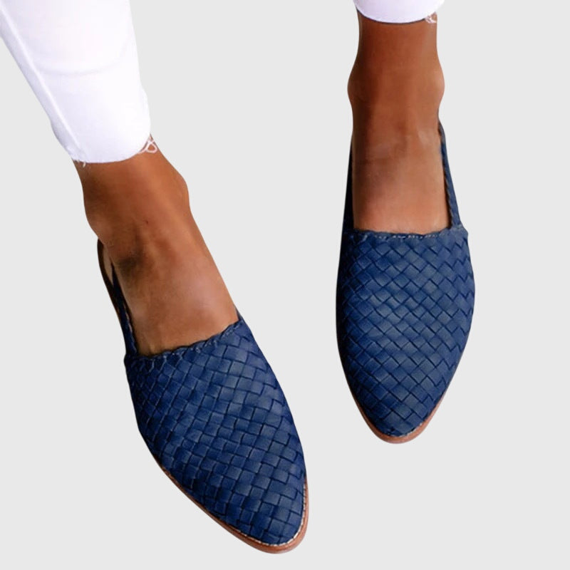 Women Woven Pointed Toe Backless Mule Flats - Image 3
