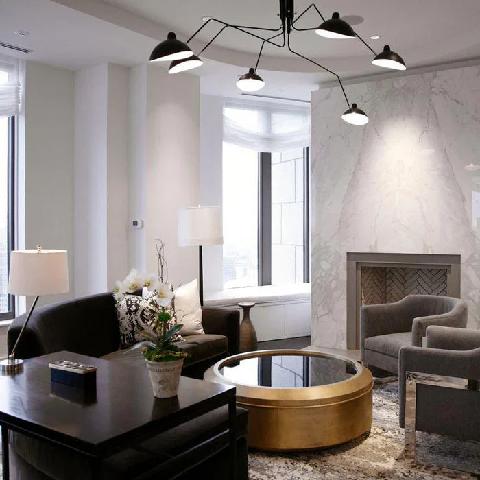 Schwarze Deckenlampe mit drehbaren Armen – modernes Design