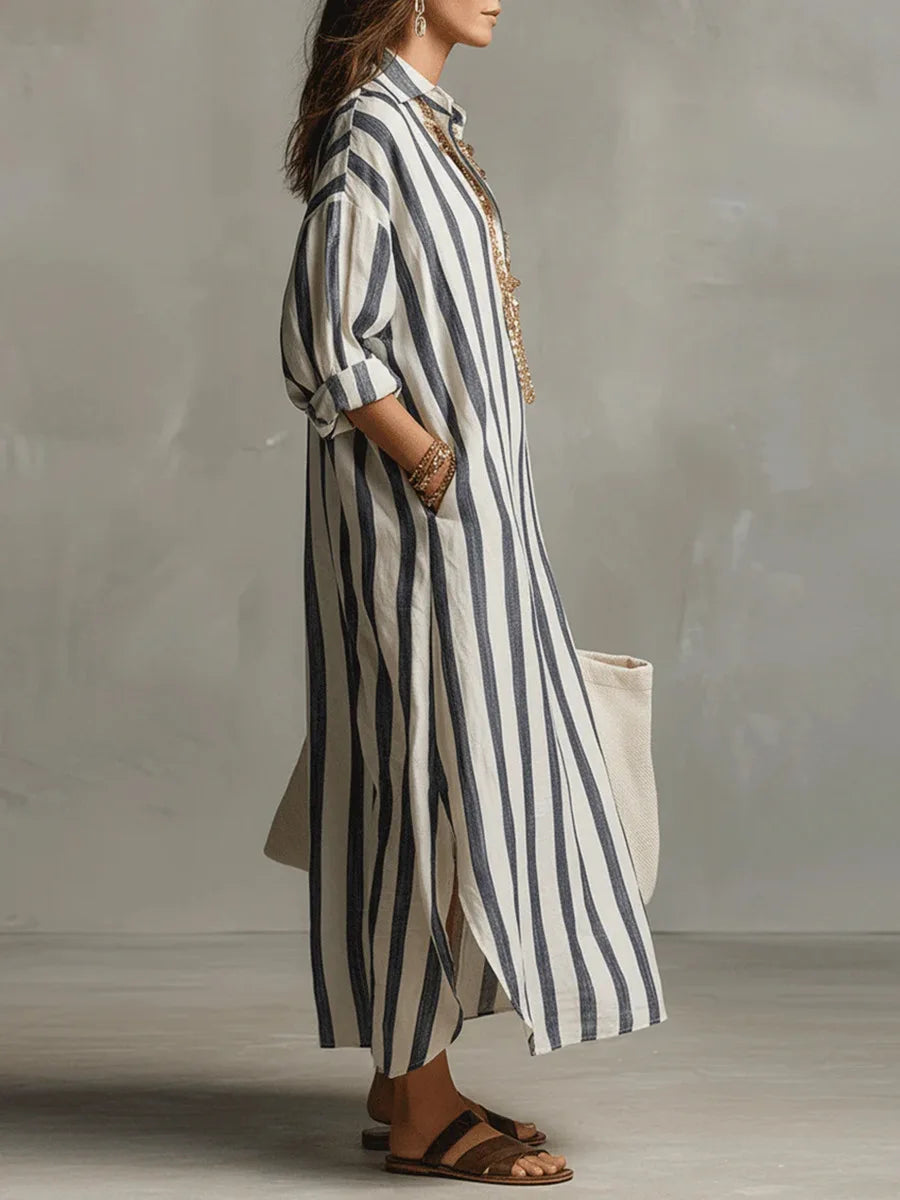 Amaris Linen Long Shirt Dress - Image 2