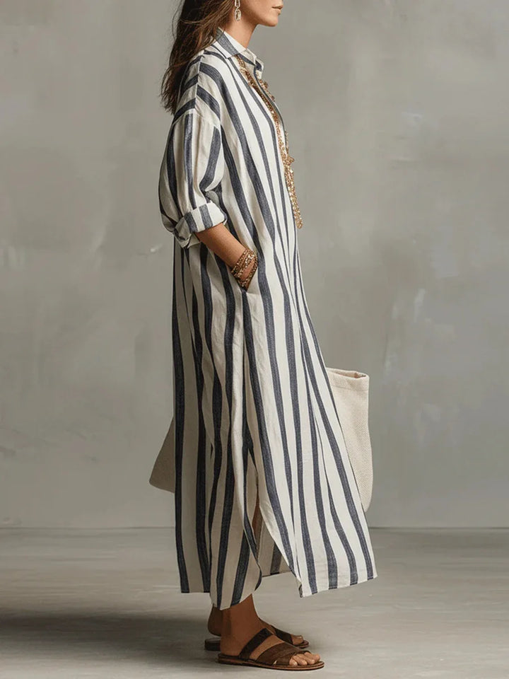 Amaris Linen Long Shirt Dress - Image 2
