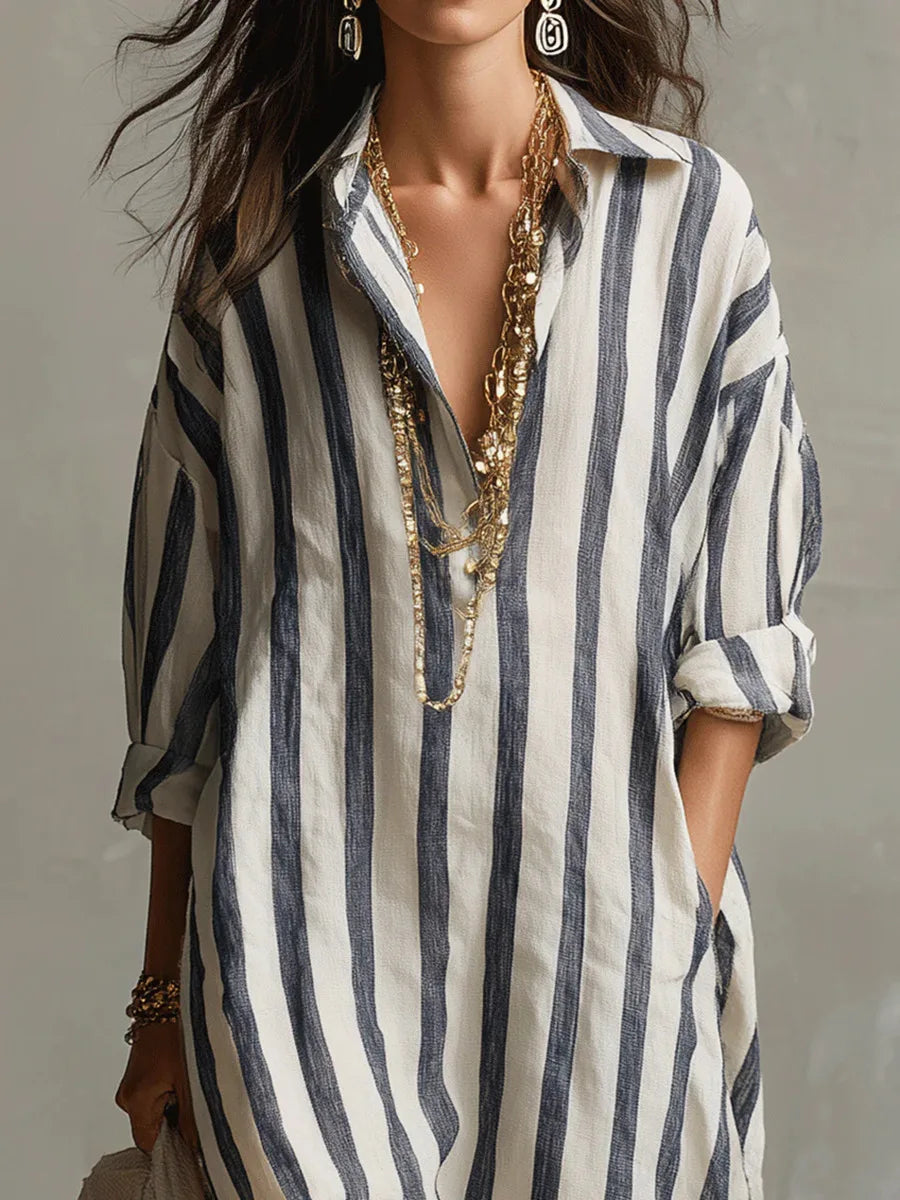 Amaris Linen Long Shirt Dress - Image 3