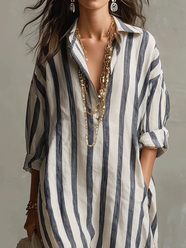Amaris Linen Long Shirt Dress - Image 3