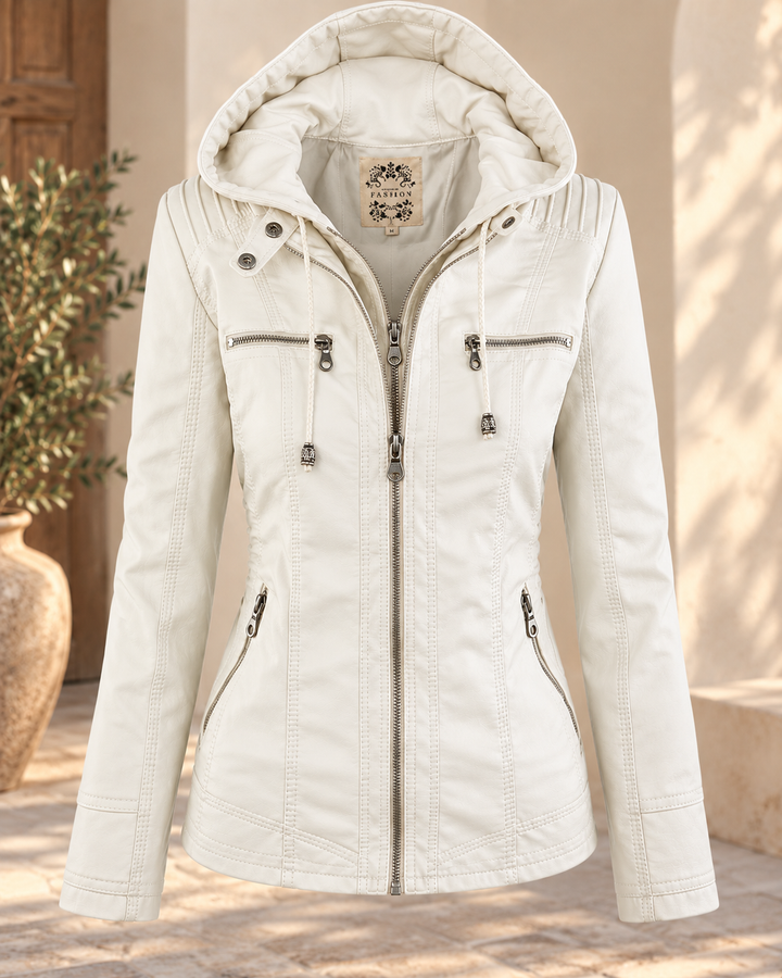 Noëlle™ | Elegante Lederoptik-Jacke mit Kapuze - Image 9
