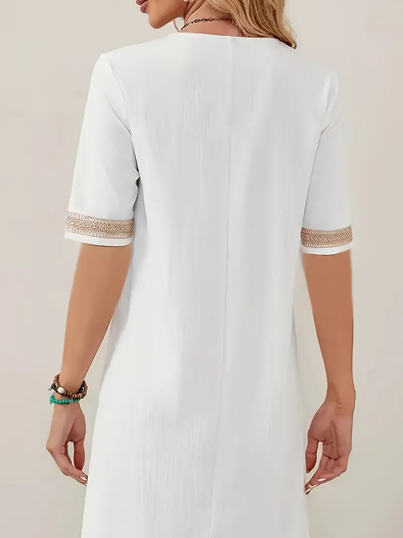 Women Linen Summer Dress Casual Flowy Lightweight - Image 2