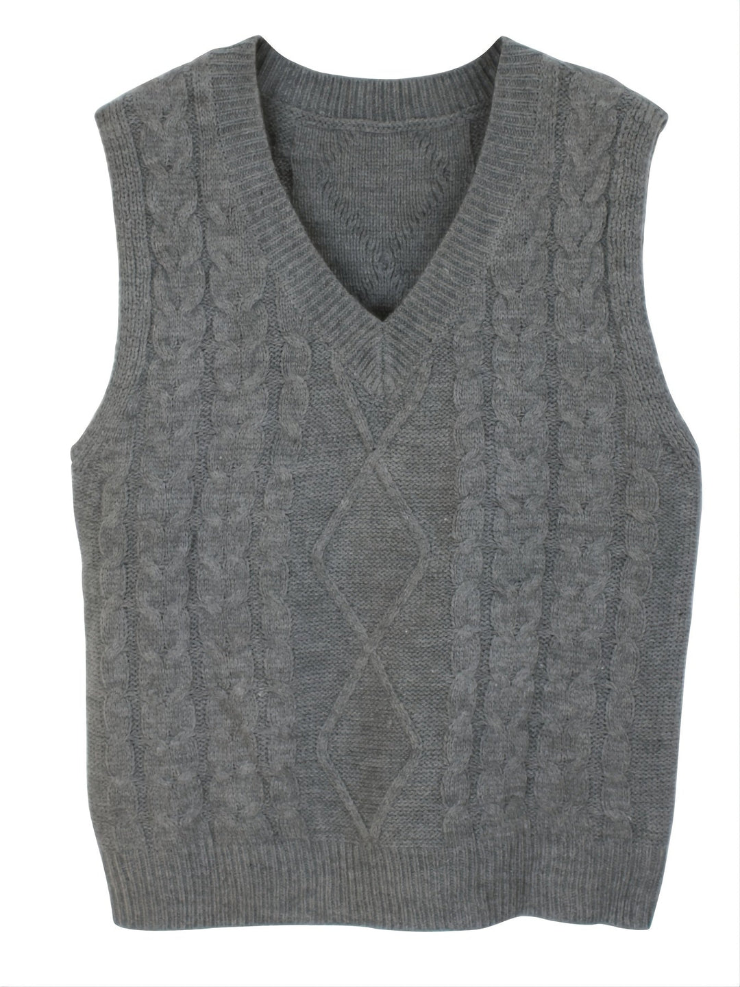 Colleen | Ärmelloser Zopfmuster-Pullover mit V-Ausschnitt - Image 7