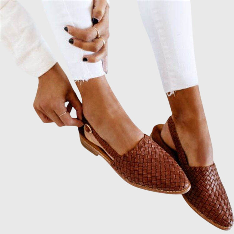 Women Woven Pointed Toe Backless Mule Flats - Image 8