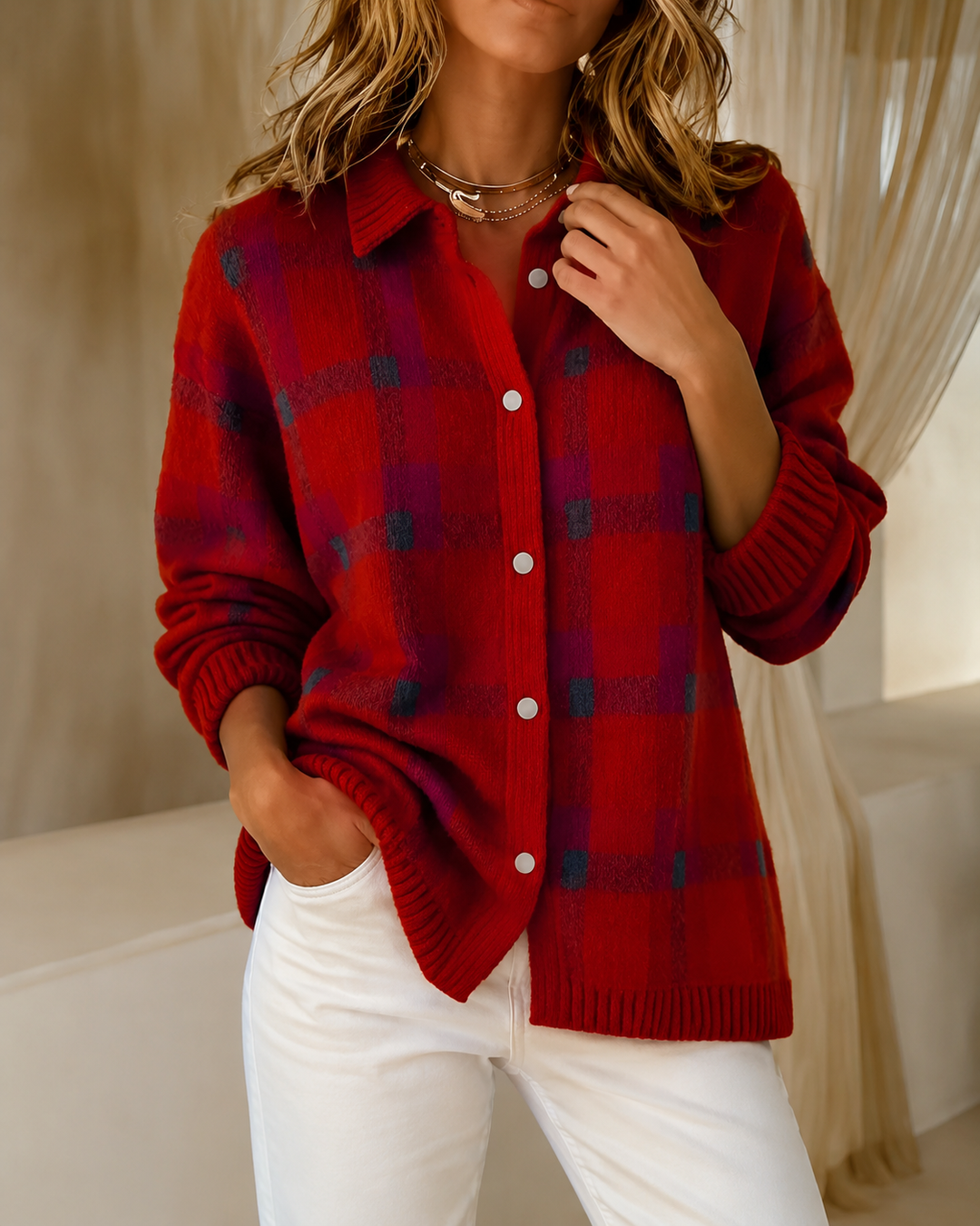 Tesa™ | Karierte Strickjacke - Image 2